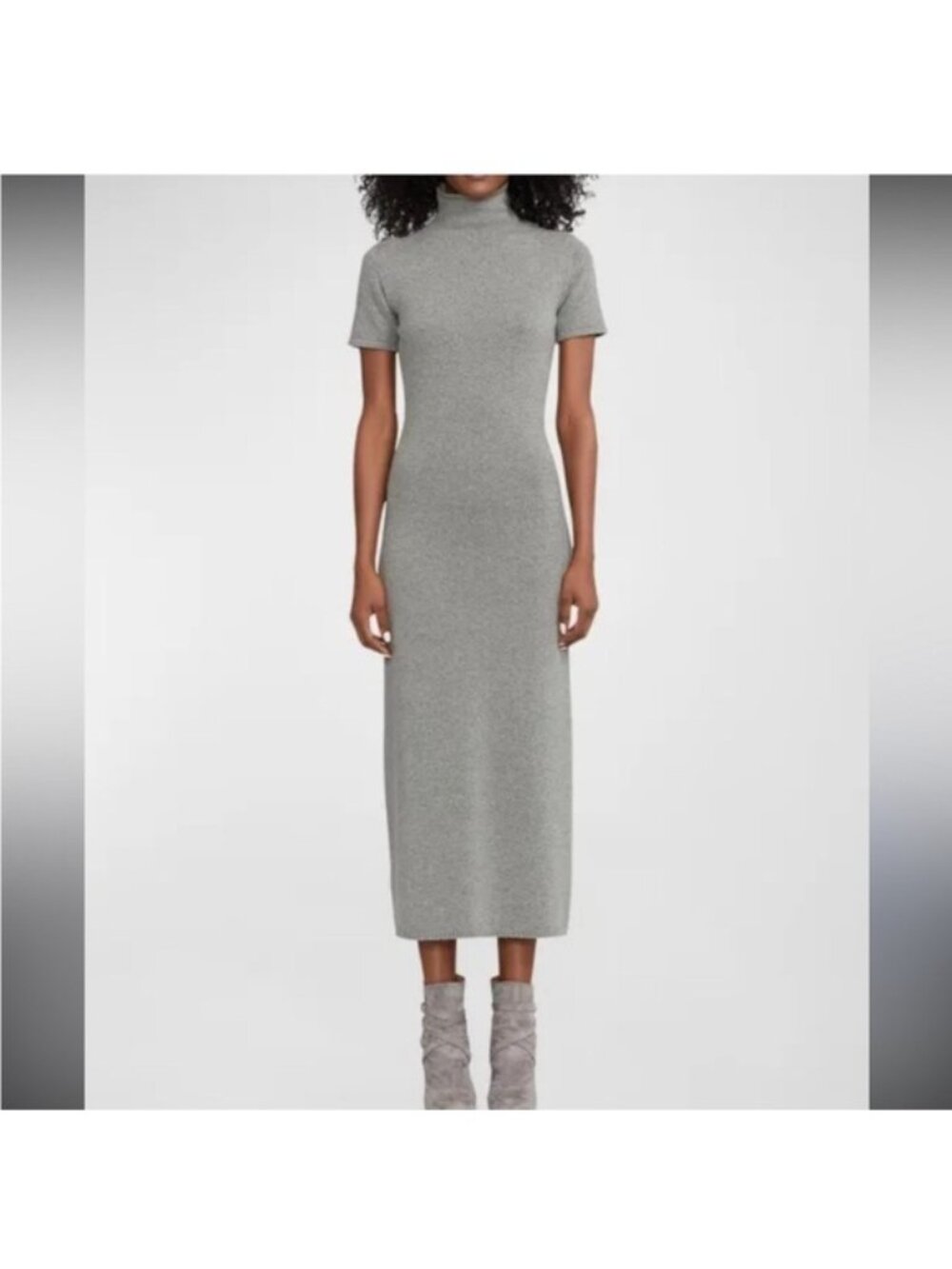 Elegant Gray Turtleneck Dress